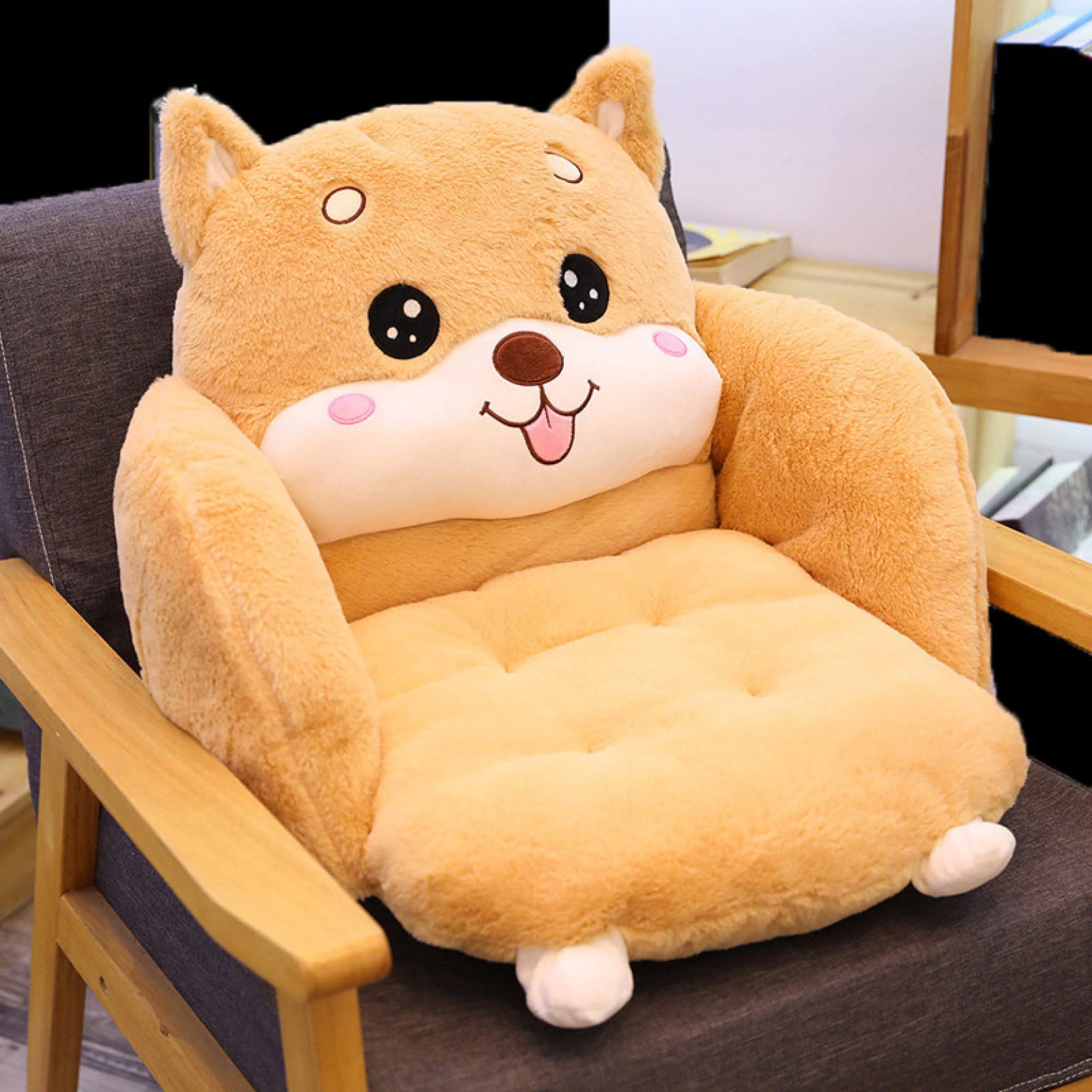 GEORPE Seat Back Cushion Long Plush Cartoon Chair Pad Comfortable Sofa Tatami Butt Mat Leg Waist Support Office