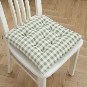 waghaixax 16 inch x16 buffalo-checked plaid dining chairs cushions, soft seat pads set cotton filled square cushion chair for kitchen room office, with ties (green, 6)