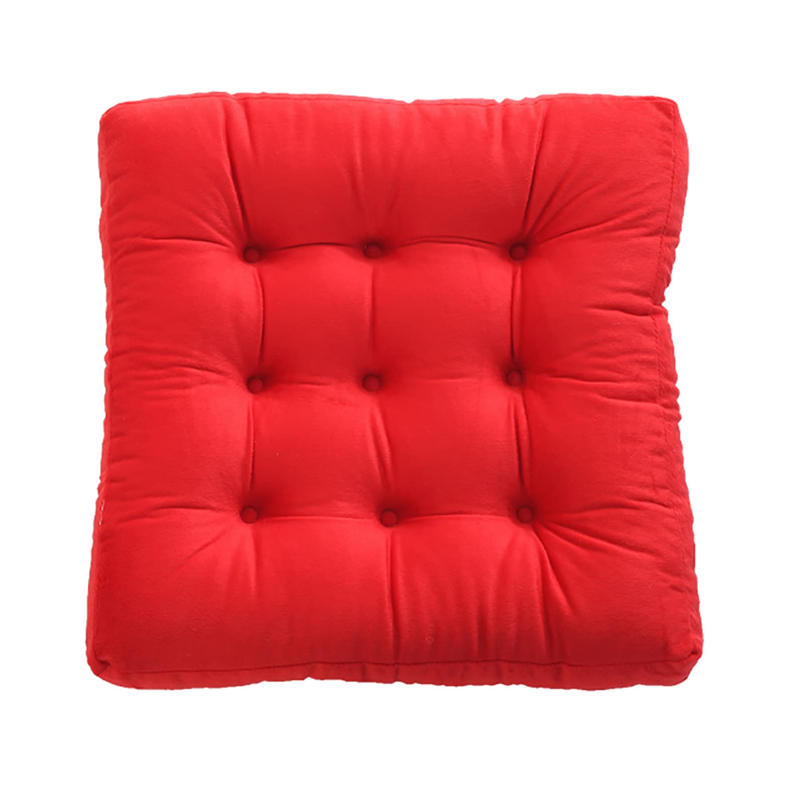 Thicken Tufted Cushion,Square Floor Pillow Corduroy Meditation Cushion Comfort Soft Tatami Seat Cushion,Reduces Pressure Chair Cushion Pads for Living Room Balcony Bay Window Yoga-Red 38x38cm(15x15inc