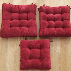 Thicken Tufted Cushion,Square Floor Pillow Corduroy Meditation Cushion Comfort Soft Tatami Seat Cushion,Reduces Pressure Chair Cushion Pads for Living Room Balcony Bay Window Yoga-Red 38x38cm(15x15inc