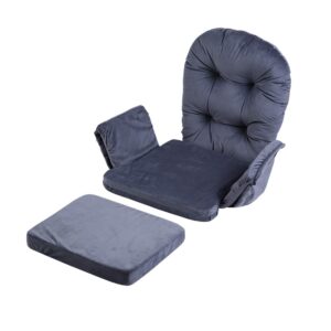 ejoyous rocking chair cushion set, soft velvet cotton chair cushion and stool cushion pad set with storage pocket for home living room bedroom office