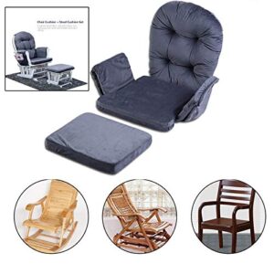 Ejoyous Rocking Chair Cushion Set, Soft Velvet Cotton Chair Cushion and Stool Cushion Pad Set with Storage Pocket for Home Living Room Bedroom Office