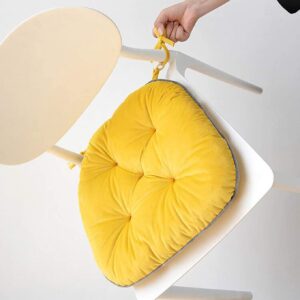 Yellow Thick Dining Chair Cushion with Ties Kitchen Seat Cushion Rocking U-Shaped Superior Breathable Comfort and Softness Cushion (2)