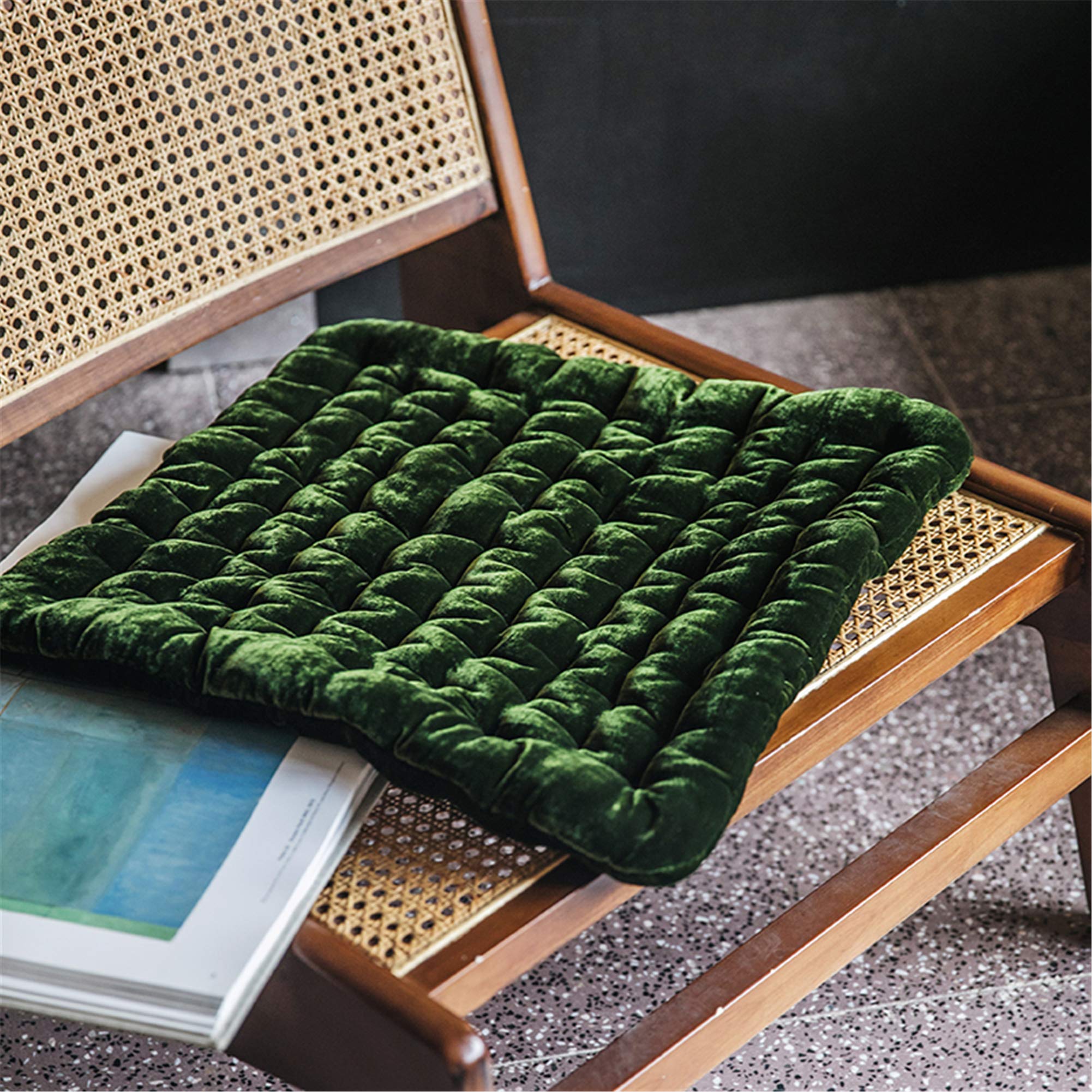Emerald Velvet Sofa Decor Cushion, French Mattress Cushion for Rocking Chair, Floor Velvet Seat Pad 17 Inches (Emerald)
