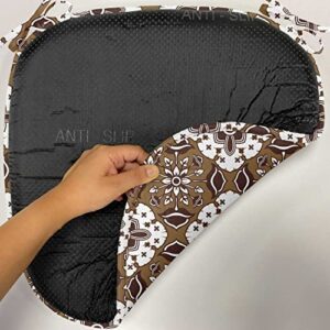 Ambesonne Chocolate Chair Seating Cushion Set of 6, Brown Toned Ancestral Batik Pattern with Floral Indonesian Motifs, Anti-Slip Seat Padding for Kitchen & Patio, 16"x16", Dark Brown White Brown