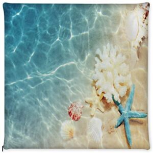 Beach Theme Starfish Coral Seashell Seat Cushion, Memory Foam Chair Cushion 16x16inch with Washable Cover Soft Indoor Seat Cushions Pillow Square Chair Pad for Dining Office Chair, Car, Patio