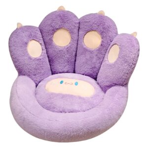 yngchng upgrade cat paw cushion lazy sofa office kawaii chair cushion for girl gift plush bear paw warm floor pillows cute seat pads for dining room bedroom comfort chair decor (purple,20in)