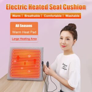 Heated Seat Cushion for Chairs, Electric Heating Seat Cover Memory Foam Portable Heating Pad for Cold Days, Promote Circulation, 3 Temperature Levels & 3 Timer Settings, 17.7In * 17.7In