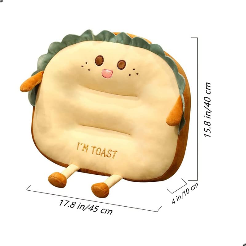 JOSON Cartoon Double-Sided Chair Cushion Toast Travel Pillow, Soft and Lovely Plush Toast Cushion, Suitable for Cars, Sofas, Balconies, Offices and Families (Happy)