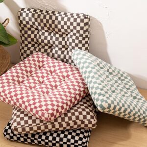 Meideli 16.54" Cute Thickened Seat Cushion Checkerboard Grid Soft Chair Cushion for Dining Chair Dorm Office Black & White 42cm/16.54in