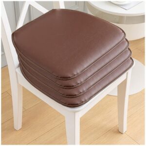 1/2/4 packs leather horseshoe chair cushion durable soft seat cushion, non-slip dining kitchen pad pillow with ties machine washable cover ( color : b-dark brown , size set of 4 ),