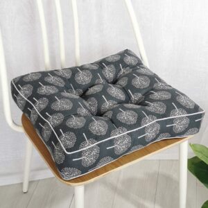 cuncoo bohemian soft patio chair pads indoor office home kitchen square dining chair cushion pillow leaf 16''x16''x4'', navy