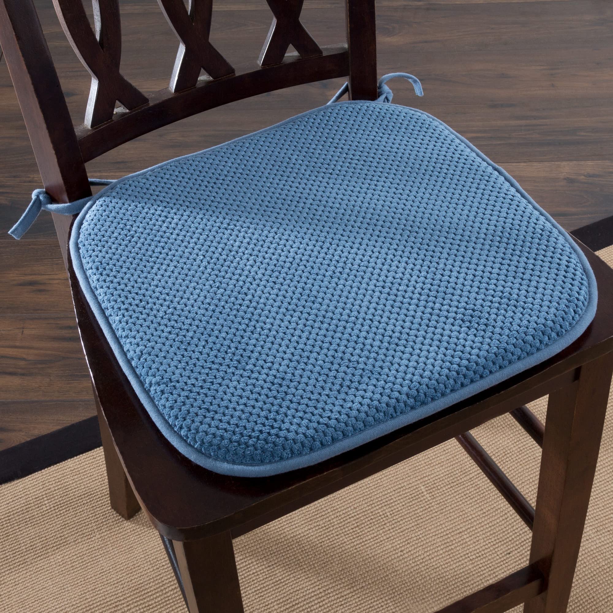 Lavish Home Memory Foam Chair Cushion, 15.5 in x 15.5 in, Blue 2 Count