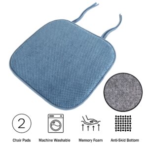 Lavish Home Memory Foam Chair Cushion, 15.5 in x 15.5 in, Blue 2 Count