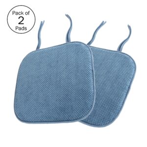 Lavish Home Memory Foam Chair Cushion, 15.5 in x 15.5 in, Blue 2 Count