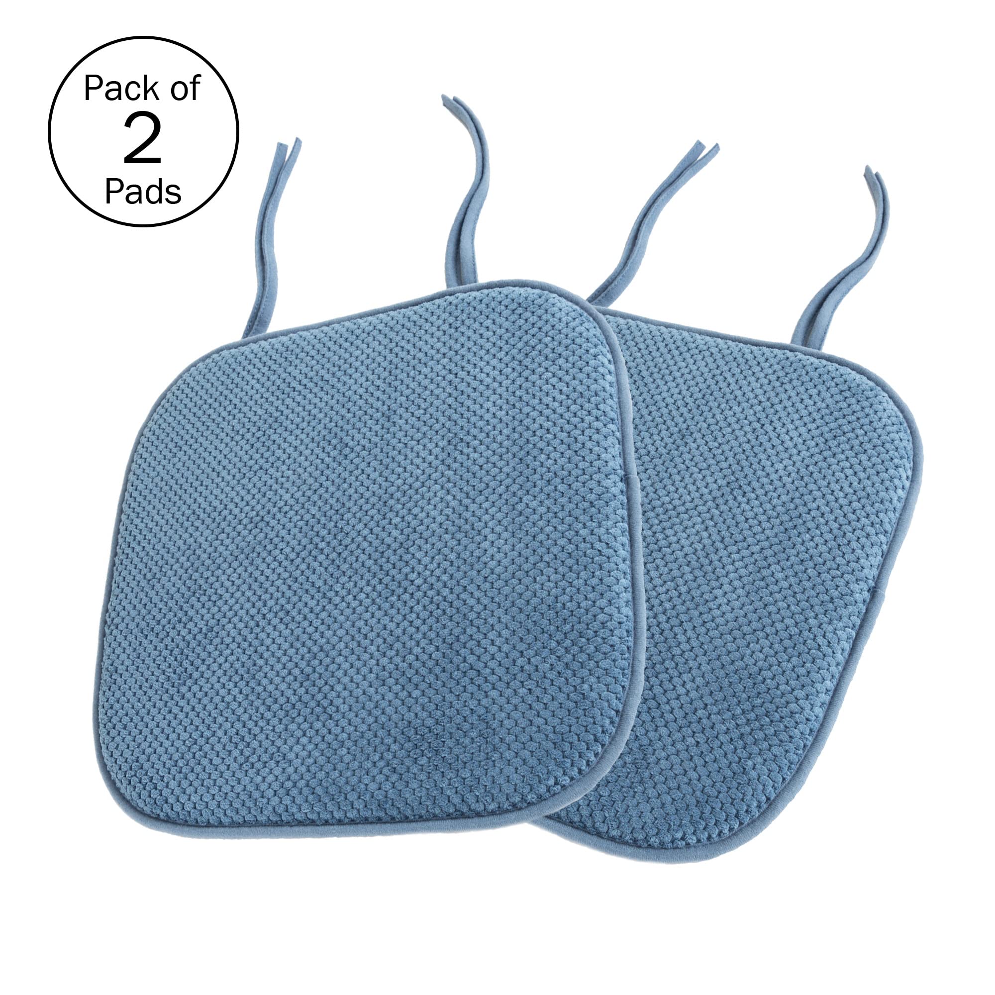 Lavish Home Memory Foam Chair Cushion, 15.5 in x 15.5 in, Blue 2 Count