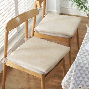 happiness decoration chair cushions for dining chairs reversible corduroy chair pads with ties soft nonslip seat cushions machine washable kitchen square chair pads,18 x 18 inch (beige)