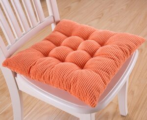 corduroy chair cushion with ties, nonslip tufted seat cushions kitchen dining chair pads with ties office car sitting chair pads (17in x 17in, orange)
