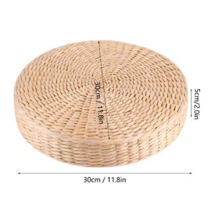 Liyeehao Japanese Seat Cushion, Handcrafted Eco-Friendly Breathable Padded Round Pouf Tatami Chair Pad Knitted Straw Flat Seat Cushion for Tatami Zen Yoga Tea Ceremony Decoration