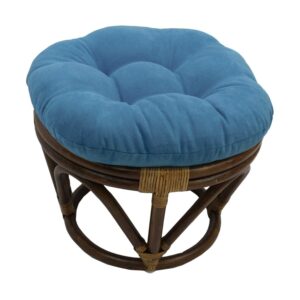 blazing needles 18-inch round tufted microsuede footstool cushion, 18 x 18, teal