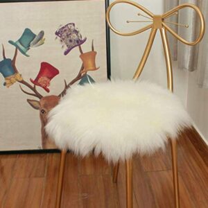 lovehome round wool seat cushion,sheepskin chair cover,soft fur chair pads fluffy seat cover cushions for stool or barstool-white 30x30cm(12x12inch)