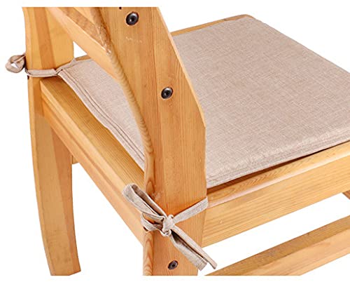 Hruile Set of 2 Chair Cushions, Kitchen Dining Chair Pads with Straps, 40 x 40cm Seat Pads Seat Cushions for Indoor Outdoor Living Room Home Garden Office,Brown