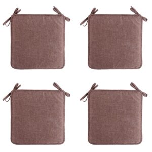 hruile set of 4 garden chair pads chair cushions with ties, kitchen dining chair seat cushions, chair pads seat pads for indoor outdoor living room home office,brown, 4pcs,brown