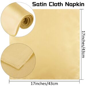 ANECO 12 Pieces Satin Napkins Soft Dinner Napkins Square Table Napkins 17 x 17 Inches for Restaurant Weddings Party Dinner Decoration (Gold)