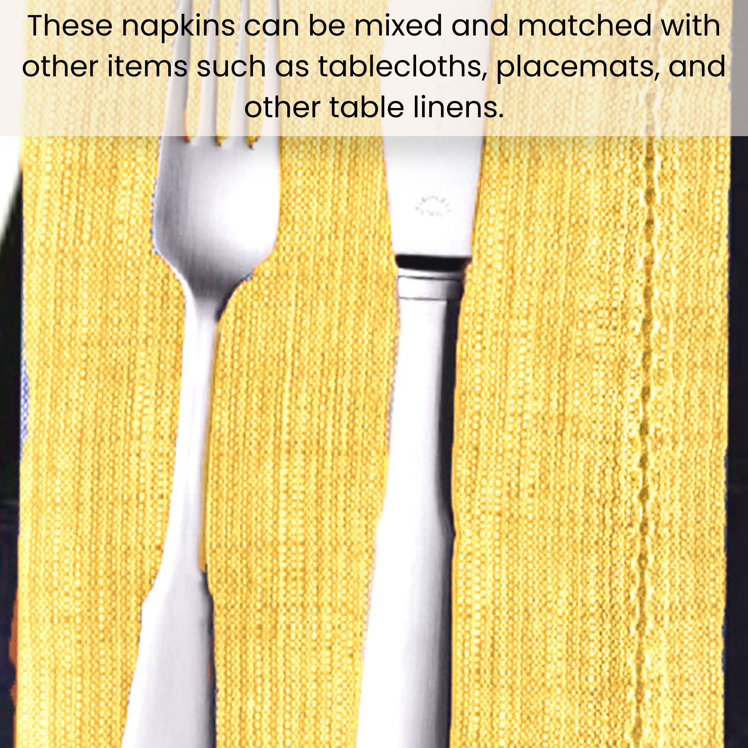 Cotton Clinic 12 Pack Farmhouse Style Slub Textured 18x18 Cloth Dinner Napkins, 100% Cotton for Everyday Use and Events - Soft and Durable Cocktail Napkins, Wedding Dinner Napkins, Yellow