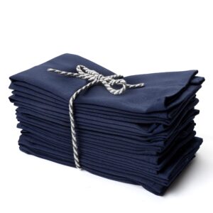 kitchen cloth napkins 12 pack 18x18 inches cotton blend soft fabric with hemmed edges, blue dinner napkins washable reusable and durable linen napkins for parties table setting decor (navy) by perlli