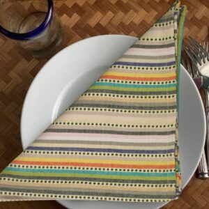 Urban Villa Easter Dinner Napkins Dobby Stripes Cloth Napkins Set of 12 Beige Multi Color Dinner Napkins 20x20 Inches 100% Cotton Napkins Over Sized Cloth Napkins with Mitered Corners Dinner Napkins