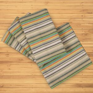 Urban Villa Easter Dinner Napkins Dobby Stripes Cloth Napkins Set of 12 Beige Multi Color Dinner Napkins 20x20 Inches 100% Cotton Napkins Over Sized Cloth Napkins with Mitered Corners Dinner Napkins