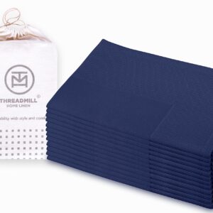 Threadmill Folkstone Blue Cloth Napkins Set of 12 Cotton, Reusable 20 x 20 inch Napkins Cloth Washable, Dinner Napkins Perfect for Wedding, Parties, Cocktails, Fall, Thanksgiving, Christmas