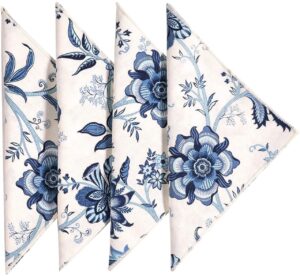 decorative things cloth napkins set of 4 cotton table linen napkins dinner 18" backyard beach wedding table décor pool party blue, off white usa made