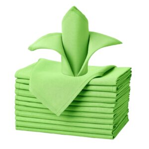 veeyoo green cloth napkins - 17 x 17 inch apple green dinner napkin set of 12, soft washable and reusable table napkins for holiday dinner, parties, wedding and more