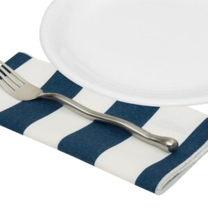 Blue and White Cloth Napkins 18" Dinner to Mix with Red White and Blue Stripes, July 4 Décor Patriotic Stars and Stripes Cotton Linen Napkins Pk 4