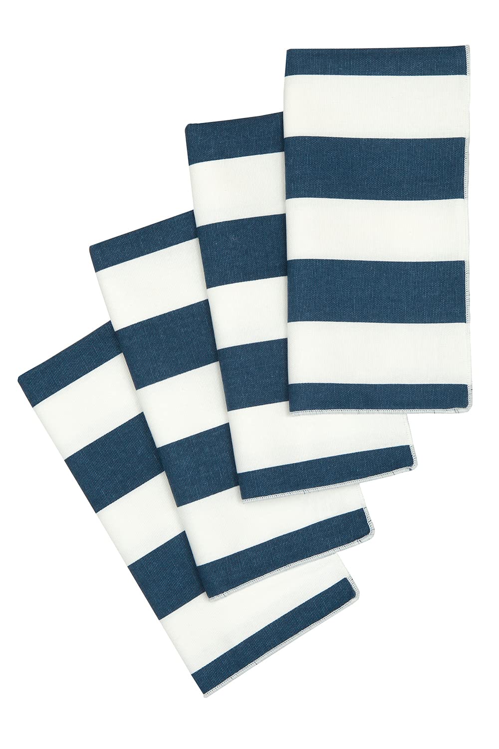 Blue and White Cloth Napkins 18" Dinner to Mix with Red White and Blue Stripes, July 4 Décor Patriotic Stars and Stripes Cotton Linen Napkins Pk 4