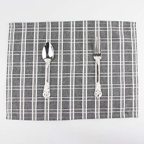 LRENNA Cloth Napkins - Set of 6 Washable Cotton and Linen Dinner Plaid Cloth Serviettes/Photograph Background/Coffee Table/Tablecloth Decoration (Grey)