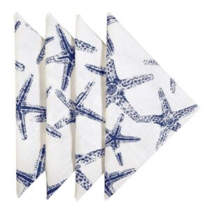 Cloth Napkins Table Linens Linen Napkins Dinner Napkins Nautical Beach Set of 12 Starfish Blue 18" x 18"