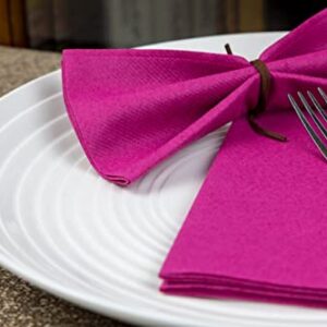 SimuLinen Magenta Dinner Napkins Paper Disposable & Decorative –Dinner Napkins with Linen-feel, Cloth-Like & KOSHER for Passover, Easter, Weddings, Shower Napkins – Size: 16”x16” – Box of 50