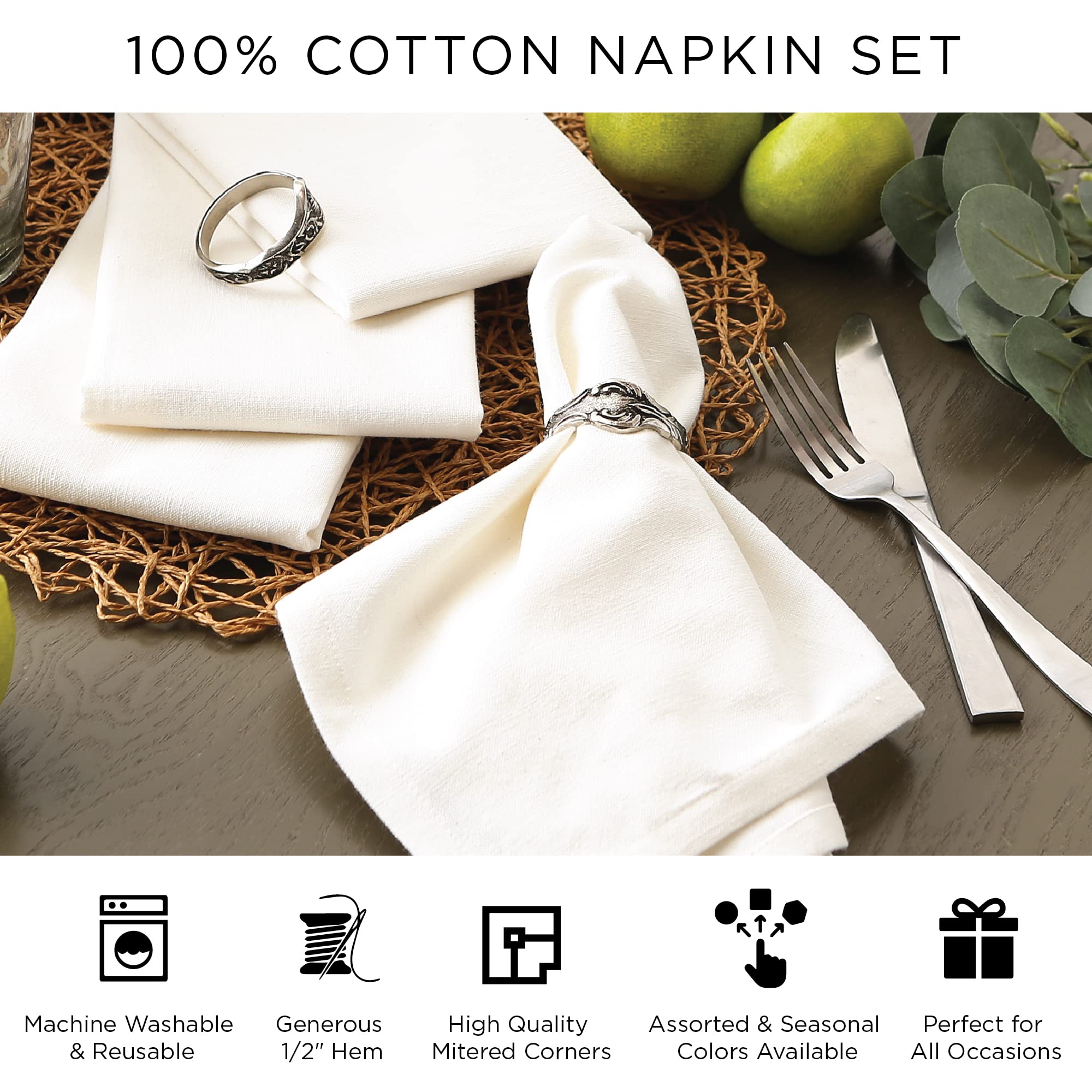 DII Solid Napkin Set Collection, 20x20, Coral Reef, 6 Piece