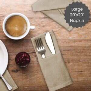 Cotton Clinic Cloth Dinner Napkins - Perfect Everyday Use Table Napkins - Soft Durable Washable - Ideal for Party Wedding Christmas Easter - Set of 12-20x20 inches Beige Napkins