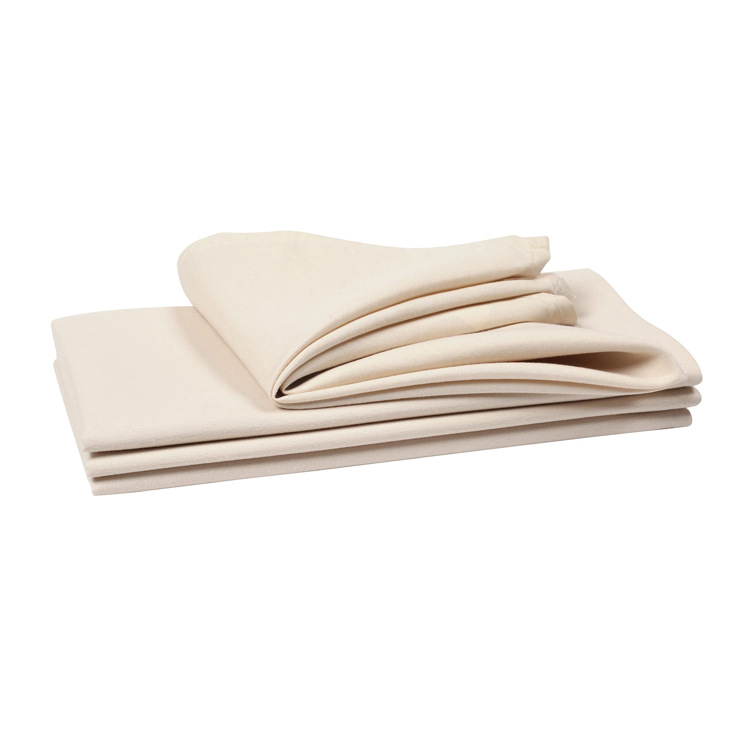 Cloth Dinner Napkins with Hemmed Edges 18x18 Inches Washable - 100% Polyester Soft & Comfortable Reusable Napkins for Weddings, Parties or Daily Use (Set of 12, Almond Beige)