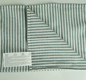 INFEI Plain Striped Cotton Linen Blended Dinner Cloth Napkins - Set of 12 (40 x 30 cm) - for Events & Home Use (Ocean)