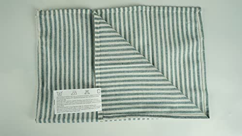 INFEI Plain Striped Cotton Linen Blended Dinner Cloth Napkins - Set of 12 (40 x 30 cm) - for Events & Home Use (Ocean)