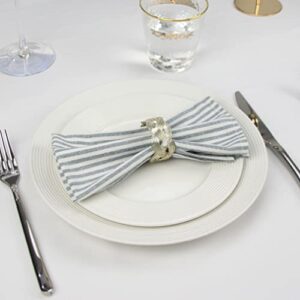 INFEI Plain Striped Cotton Linen Blended Dinner Cloth Napkins - Set of 12 (40 x 30 cm) - for Events & Home Use (Ocean)