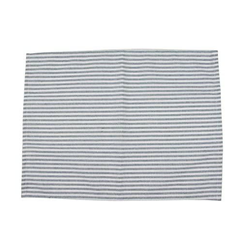 INFEI Plain Striped Cotton Linen Blended Dinner Cloth Napkins - Set of 12 (40 x 30 cm) - for Events & Home Use (Ocean)