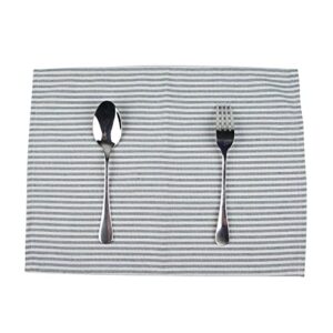 INFEI Plain Striped Cotton Linen Blended Dinner Cloth Napkins - Set of 12 (40 x 30 cm) - for Events & Home Use (Ocean)