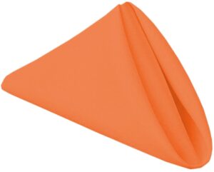 ploymono orange heavy duty cloth napkins - 17 x 17 inch solid washable polyester dinner napkins - set of 8 napkins with hemmed edges - great for weddings, parties, banquets dinner & more