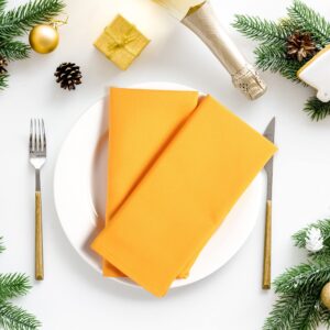 12 Pack Polyester Cloth Napkins 20 Inch Square Premium Colored, Oversized, Double Folded and Hemmed Table Napkins for Restaurant, Bistro, Wedding, Thanksgiving and Christmas (20x20 -Mustard)